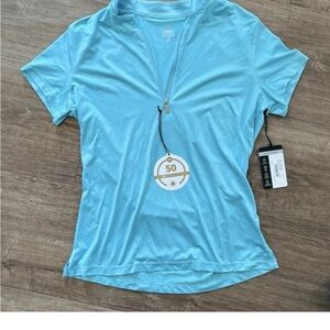 Tail Women's Short Sleeve 1/4 Zip Golf Shirt, Blue, Small, UPF 50, Quick-dry